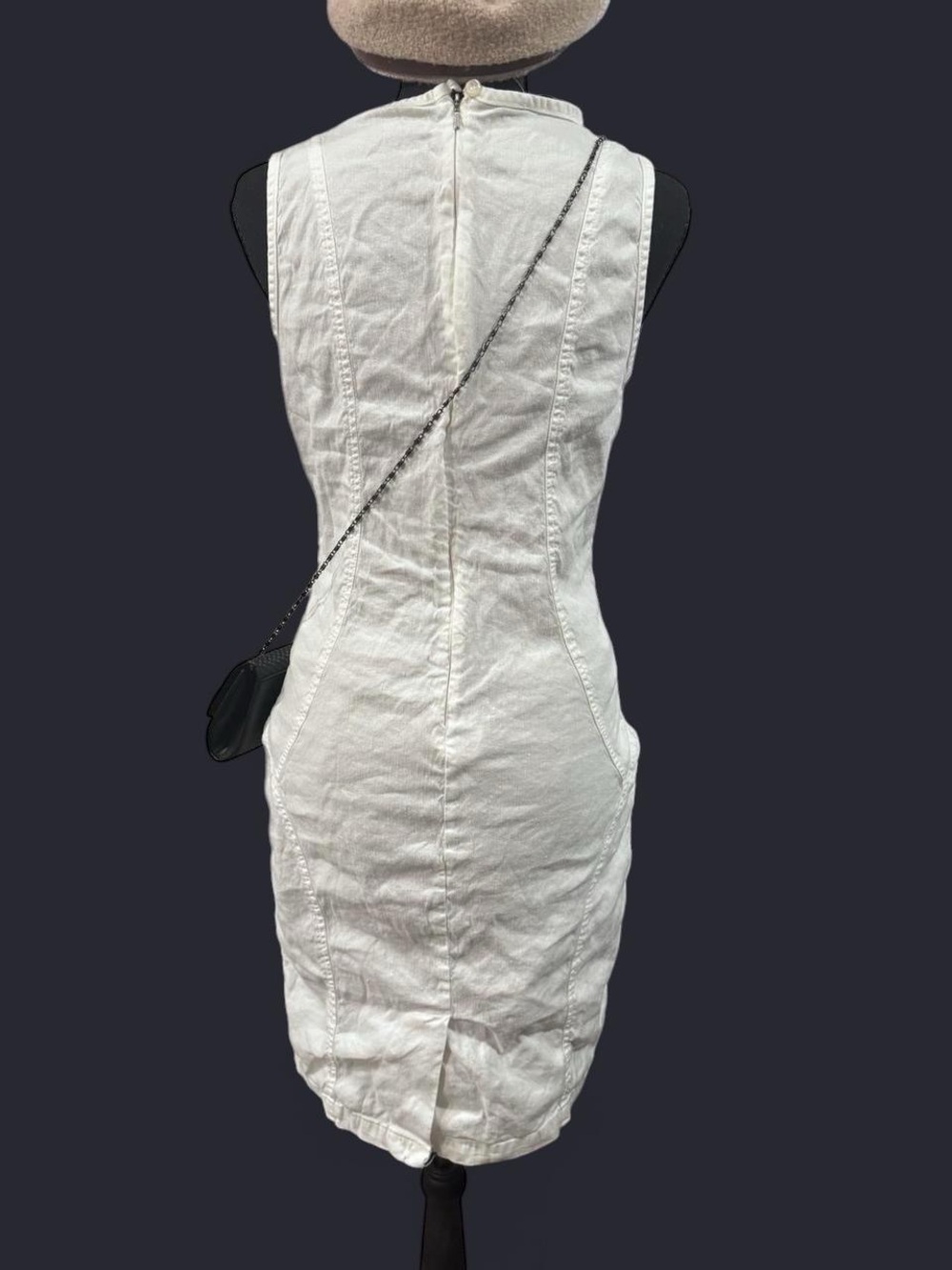 Sleeveless White V-Neck Midi Dress by - Picture 3 of 5